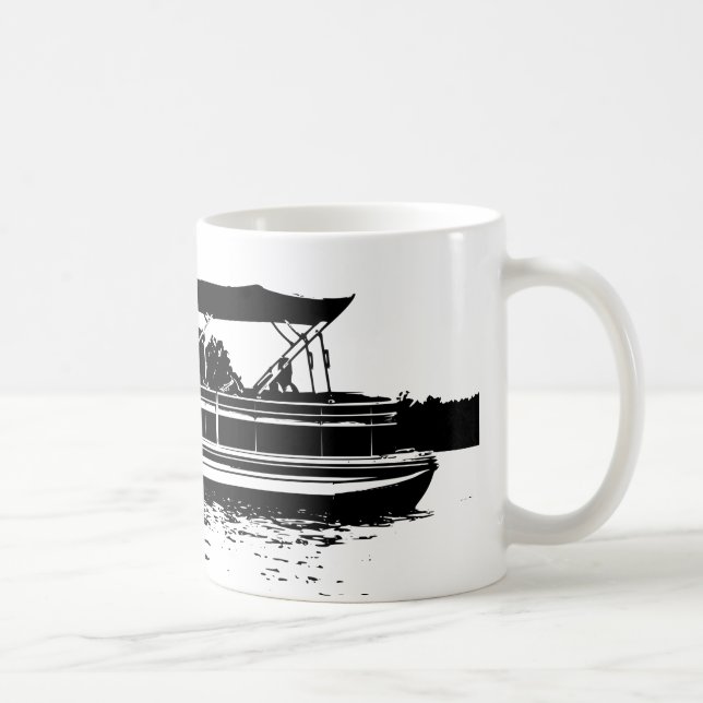 Caneca De Café Black and White Mug for Pontoon Boat Owners (Direita)