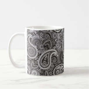 Caneca De Café Black and White Paisley