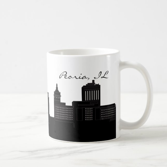 Caneca De Café Black and White Peoria, Illinois Skyline (Direita)