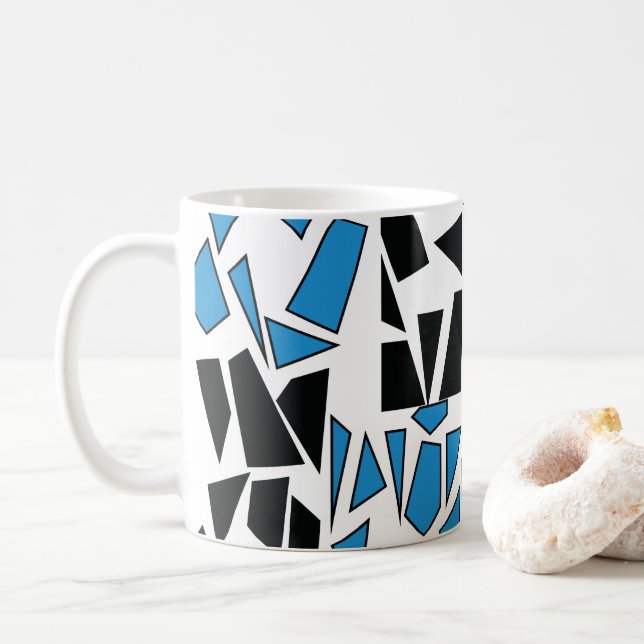Caneca De Café Black Blue Stained Glass Pattern (Com Donut)