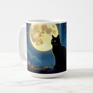 Caneca De Café Black Cat e Pumpkins