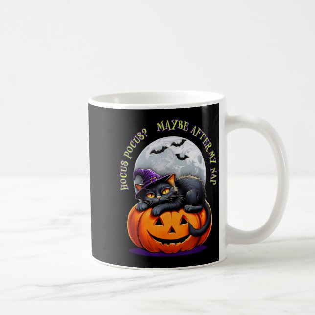 Caneca De Café Black Cat Halloween Funny Pumpkin Costume Gift  (Direita)