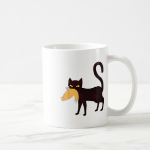 Caneca De Café Black Cat Kamala Harris com trump hair sarcastic