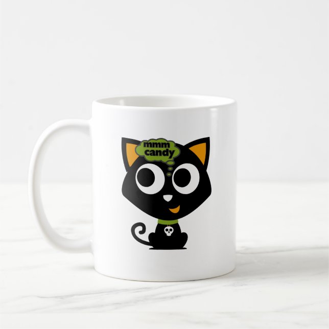 Caneca De Café Black Cat Mmm Candy Halloween (Esquerda)