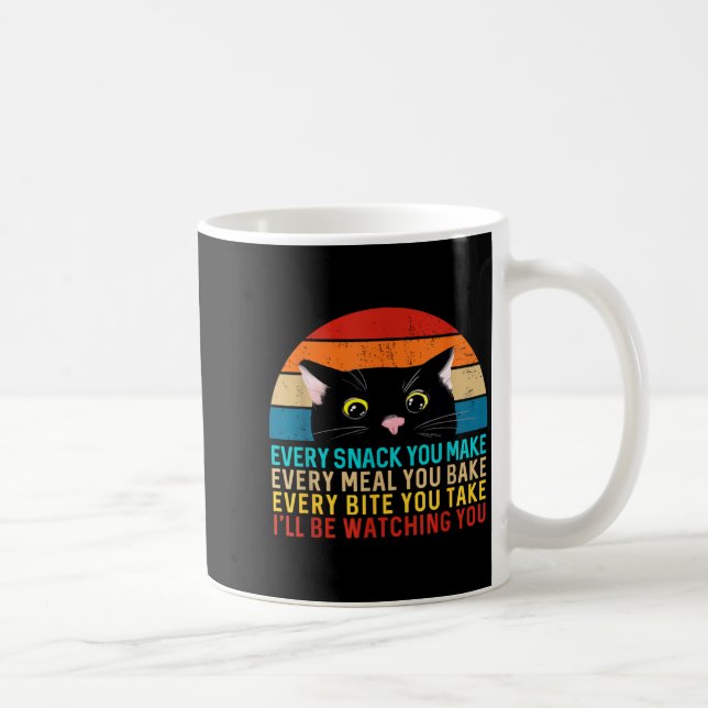 Caneca De Café Black Cat Themed Every Snack You Make Retro Peekin (Direita)