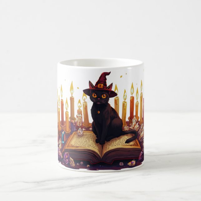 Caneca De Café Black Cat Witch Mug | Magical Halloween Coffee Cup (Centro)
