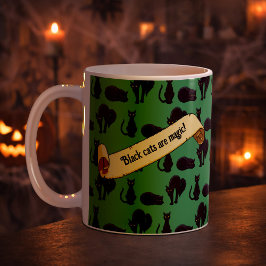 Caneca De Café Black Cats Are Magic! Witches Cat Pixel Art Stripe