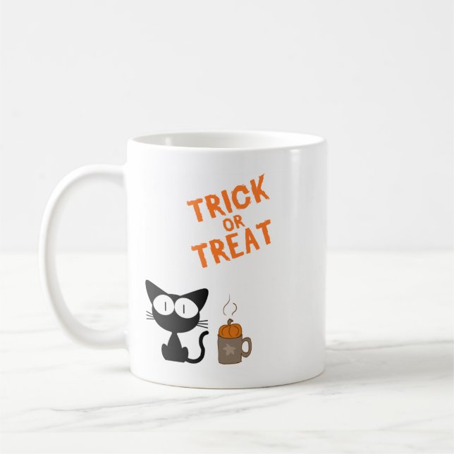 Caneca De Café Black Cats, Hot Coffee & Halloween Vibes (Esquerda)