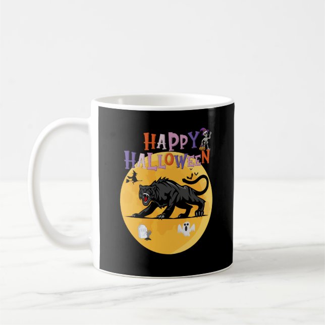 Caneca De Café black cougar on halloween night (Esquerda)