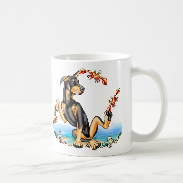 Caneca De Café Black Doberman Pinscher Kinda Crabby Mugs (Direita)
