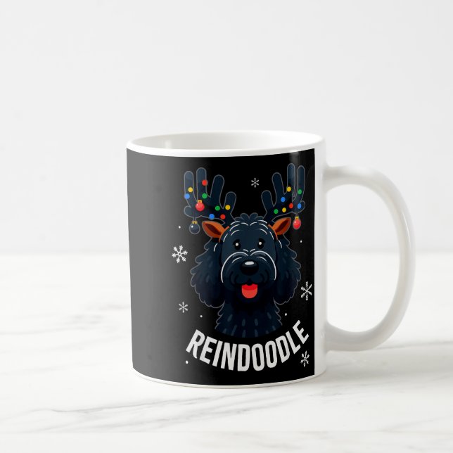 Caneca De Café Black Doodle Dog Reindoodle Reindeer Doodle Christ (Direita)