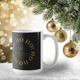 Caneca De Café Black Dourado Christmas Ho Ho ID1009