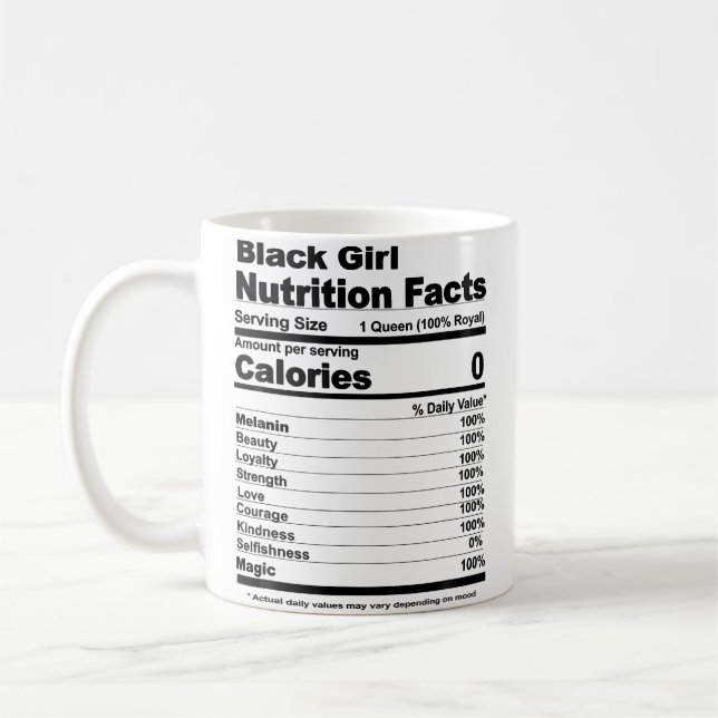 Caneca De Café Black Girl Nutritional Facts Black Girl Nutrition  (Esquerda)