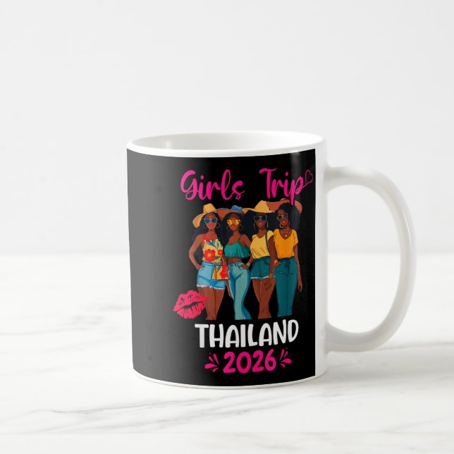 Caneca De Café Black Girls Trip Thailand 2026 Vacation Matching  (Direita)