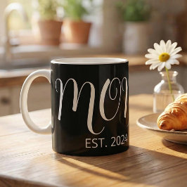 Caneca De Café Black Graceful Big Script Established New Mom Gift