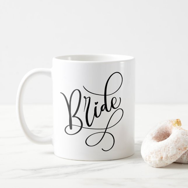 Caneca De Café Black Hand Lettered Script Brid Personalised Mug (Com Donut)