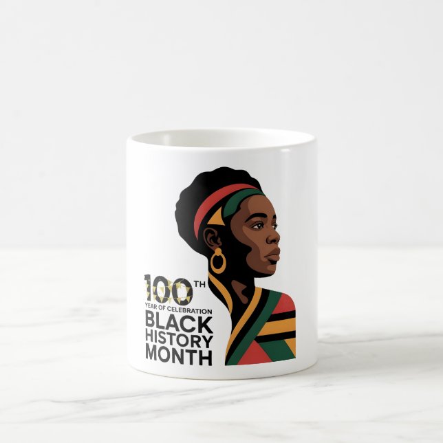 Caneca De Café Black History Month – 100 Years of Celebration  (Centro)
