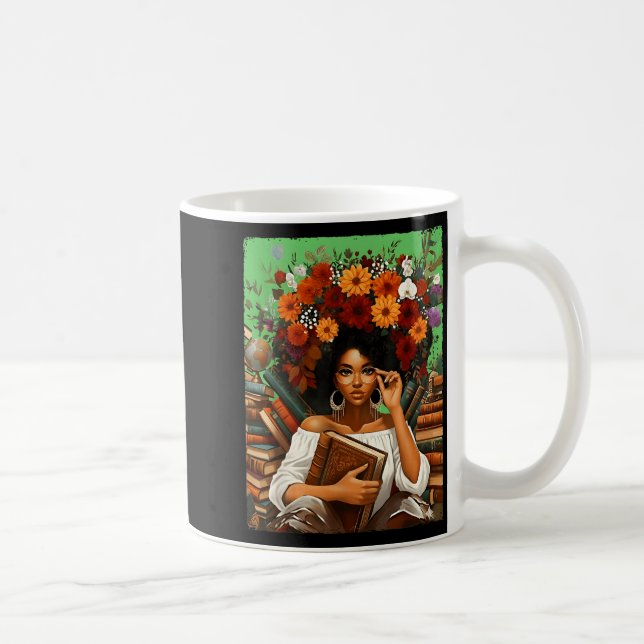 Caneca De Café Black History Month Black Afro Girl Women Book Lov (Direita)