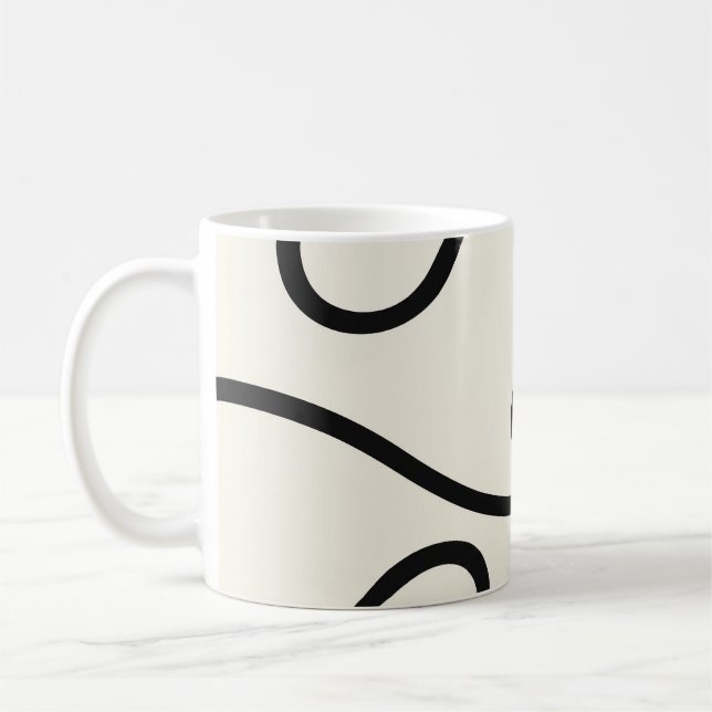 Caneca De Café Black Ivory Loop Line Abstract (Esquerda)