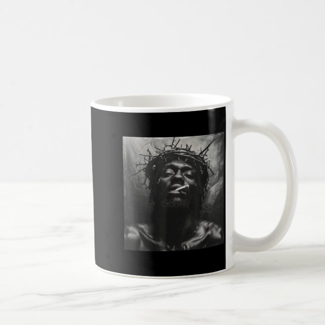 Caneca De Café Black Jesus Smokes, Christianity, Church, Christ,  (Direita)