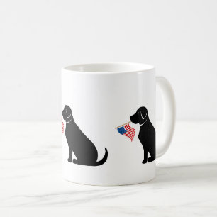 Caneca De Café Black Lab American Flag Patriótico EUA Coffee Mug