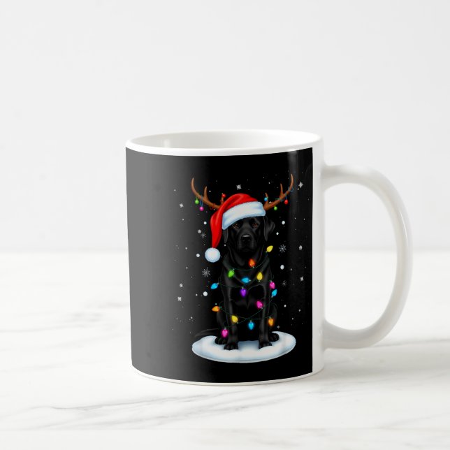 Caneca De Café Black Lab Labrador Christmas Dog Reindeer Lights P (Direita)
