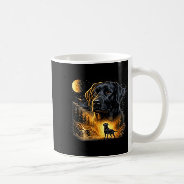Caneca De Café Black Lab Labrador Uivando para a Lua Cachorro Vin (Direita)