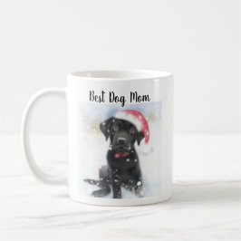 Caneca De Café Black Lab Puppy vestindo chapéu de Natal