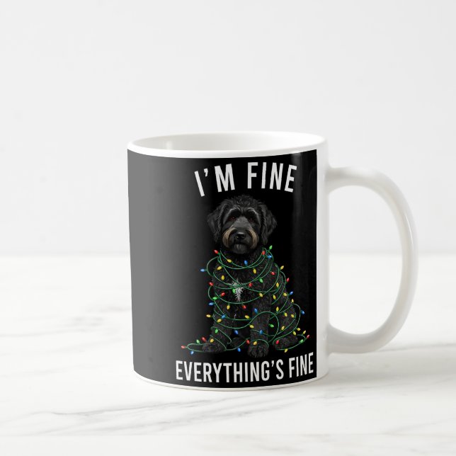 Caneca De Café Black Labradoodle Christmas I'm Fine Everything Is (Direita)