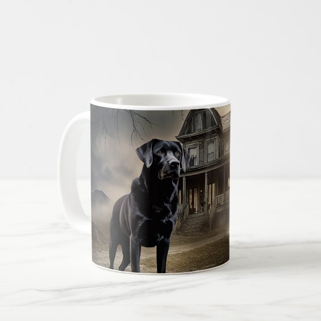 Caneca De Café Black Labrador Halloween Scary (Frente Esquerda)
