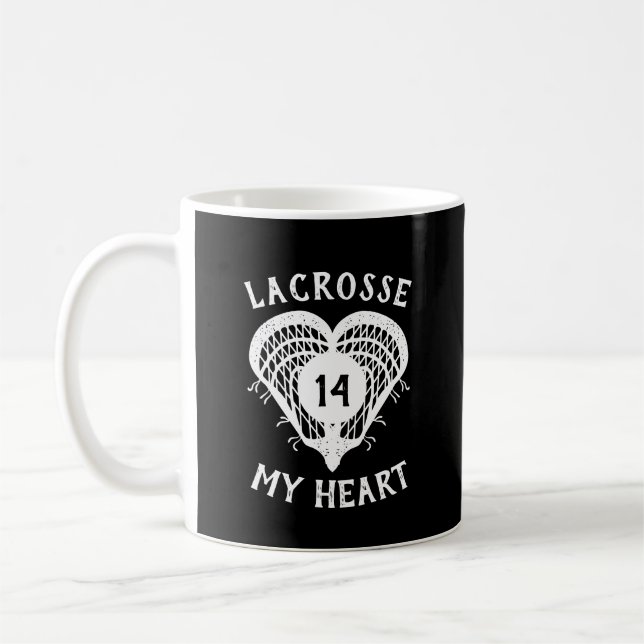 Caneca De Café Black Lacrosse My Heart (Esquerda)