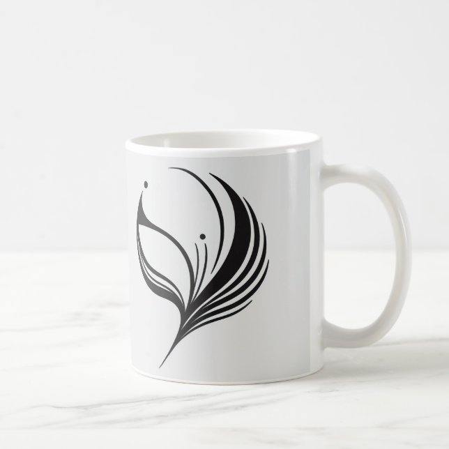 Caneca De Café Black Leafy Elegance Modern Mug /Nature's Touch (Direita)