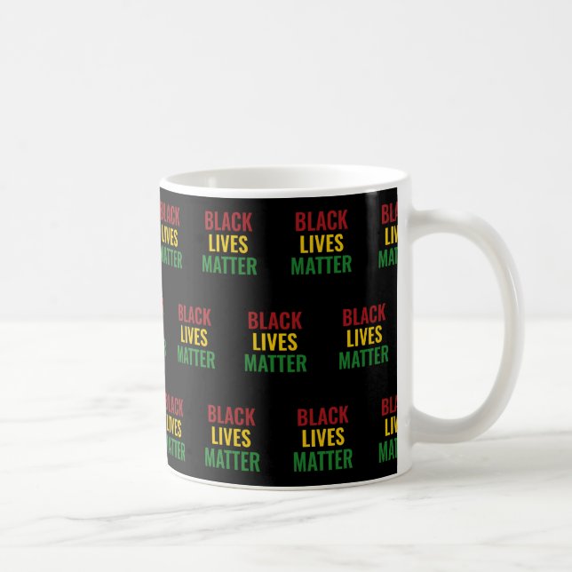 Caneca De Café BLACK LIVES MATTER Red Yellow Green BHM BLM (Direita)