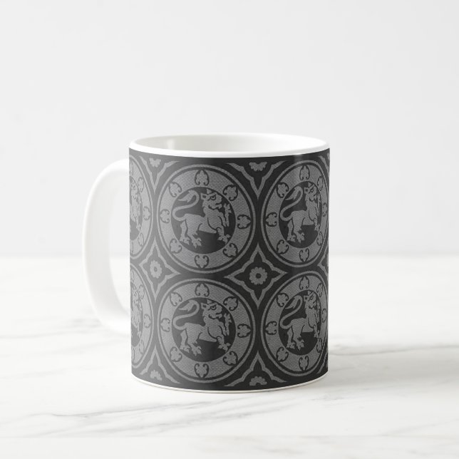 Caneca De Café Black Medieval Lions Mug (Frente Esquerda)