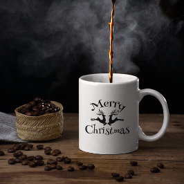 Caneca De Café Black Merry Christmas Reindeer