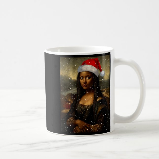Caneca De Café Black Mona Lisa African American Christmas Santa H (Direita)