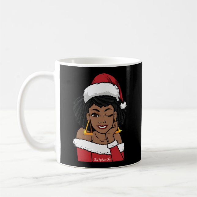 Caneca De Café Black Mrs Claus W Afro Winking African American (Esquerda)