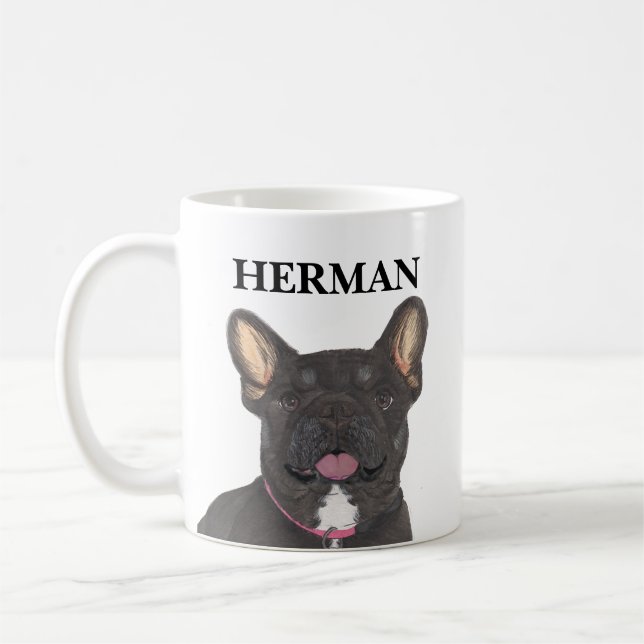 Caneca De Café Black Personalizado e Tan Frenchie Bulldog Francês (Esquerda)
