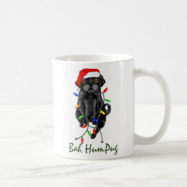 Caneca De Café Black Pug Dog Bah Humpug Engraçado Natal