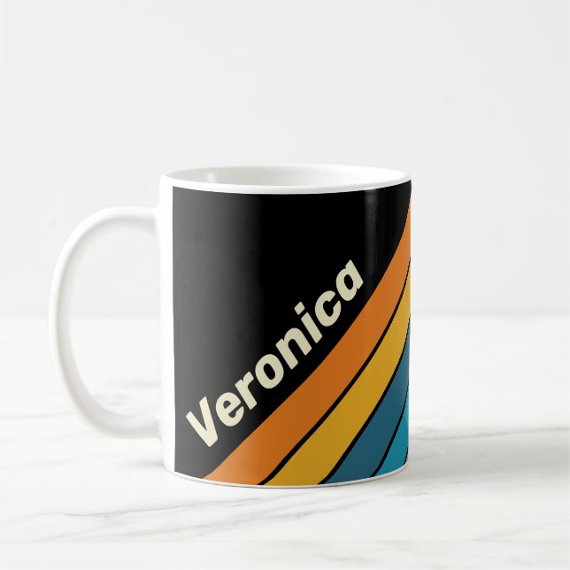 Caneca De Café Black Rainbow Stripes with Name (Esquerda)