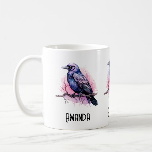 Caneca De Café Black Raven em uma Ilustração de Ramificação (Esquerda)