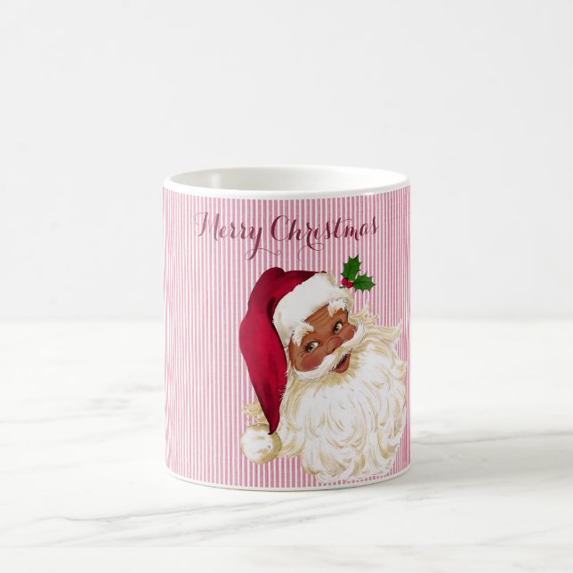 Caneca De Café Black Santa Claus Cranberry Stripe Coffee Mug (Centro)