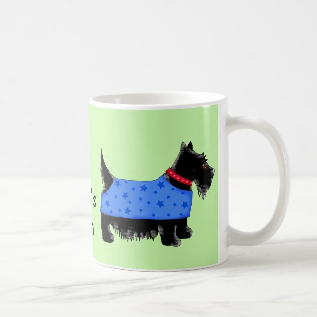 Caneca De Café Black Scottie Dog Blue Casaco Name Personalizar Ve (Direita)