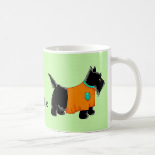 Caneca De Café Black Scottie Terrier Dog Orange Name Personalizad