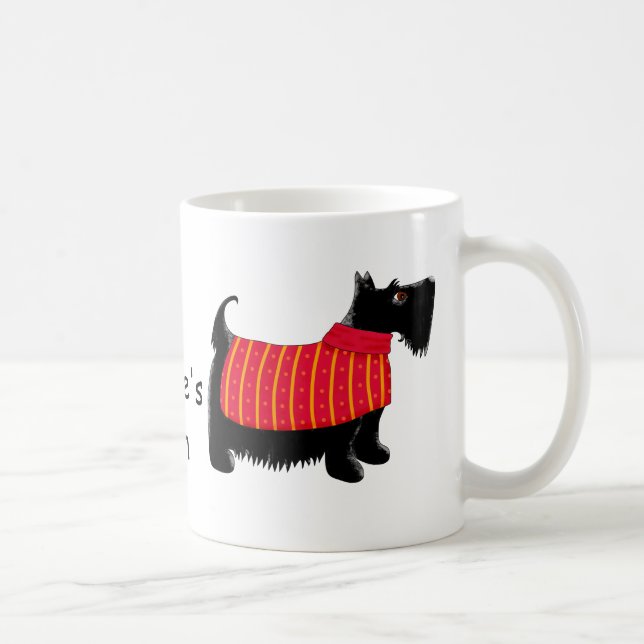 Caneca De Café Black Scottie Terrier Dog Orange Name Personalizad (Direita)