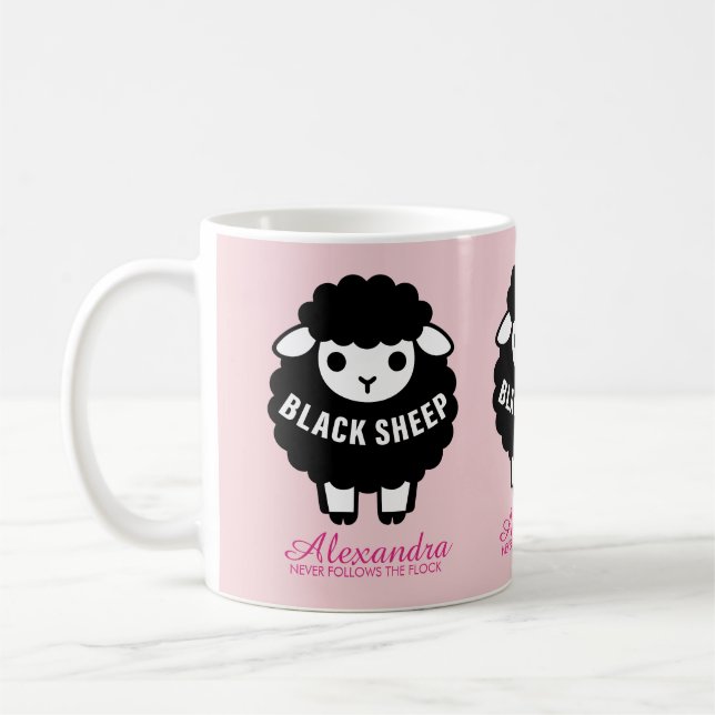 Caneca De Café Black Sheep Pink Script Never Follows The Flock (Esquerda)