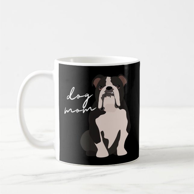 Caneca De Café Black White Buldogue Dog Mãe (Esquerda)