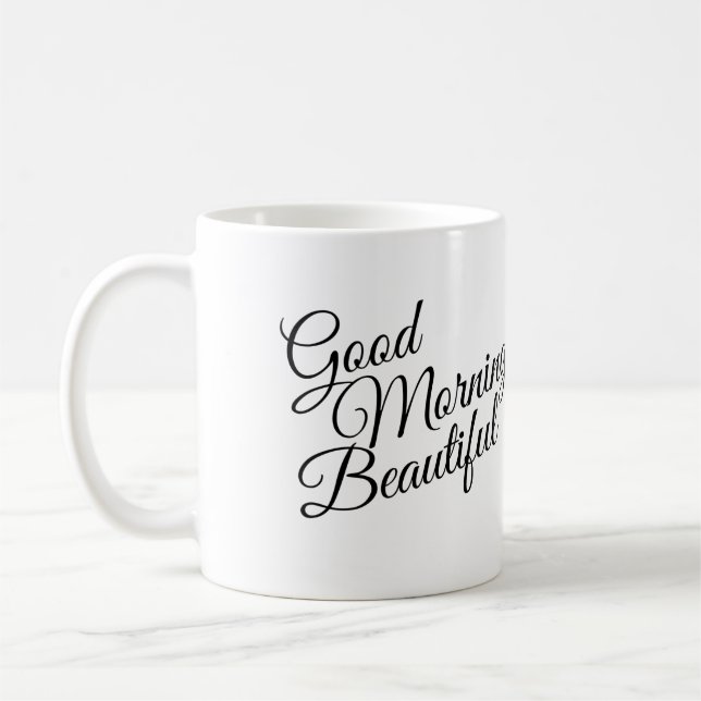 Caneca De Café Black & White Good Morning Linda Mug (Esquerda)
