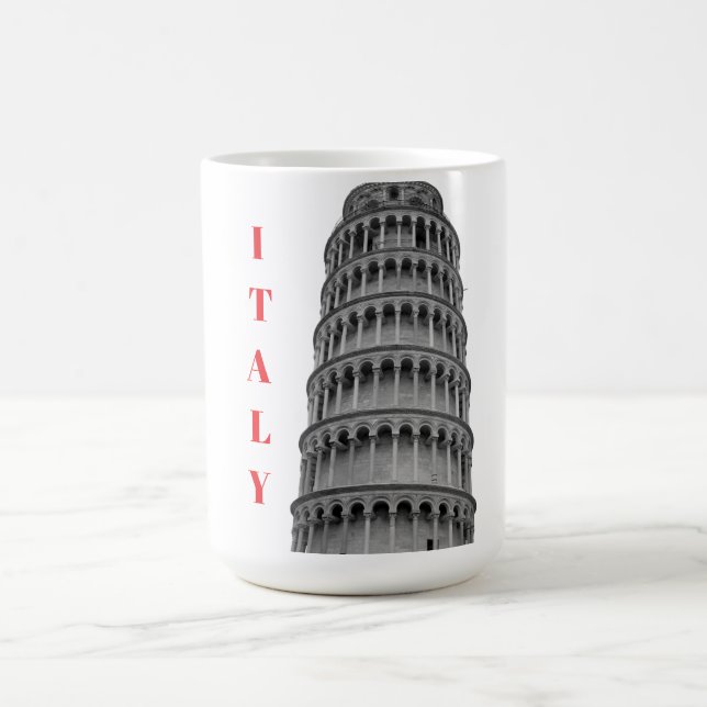 Caneca De Café Black White Leaning Tower of Pisa Italy (Centro)