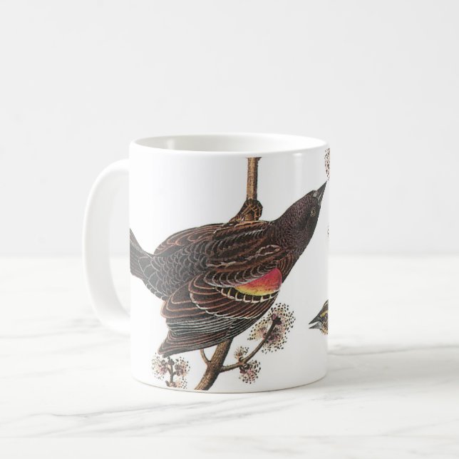 Caneca De Café Blackbird de asa vermelha por Audubon (Frente Esquerda)